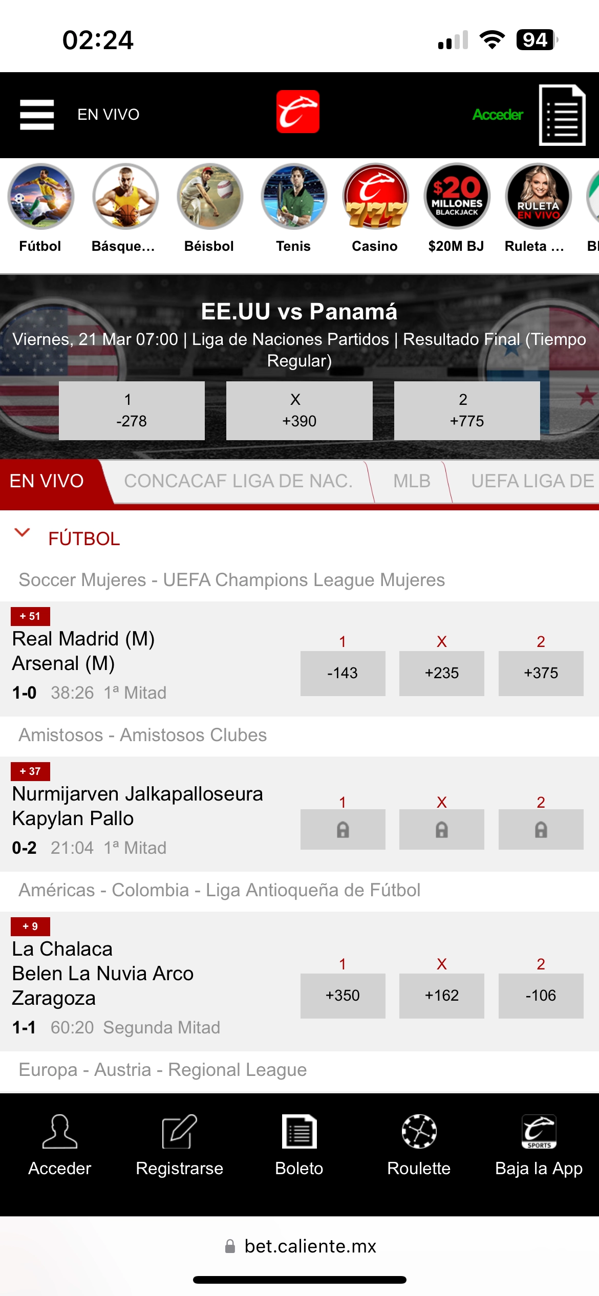 Caliente Casino Deportes