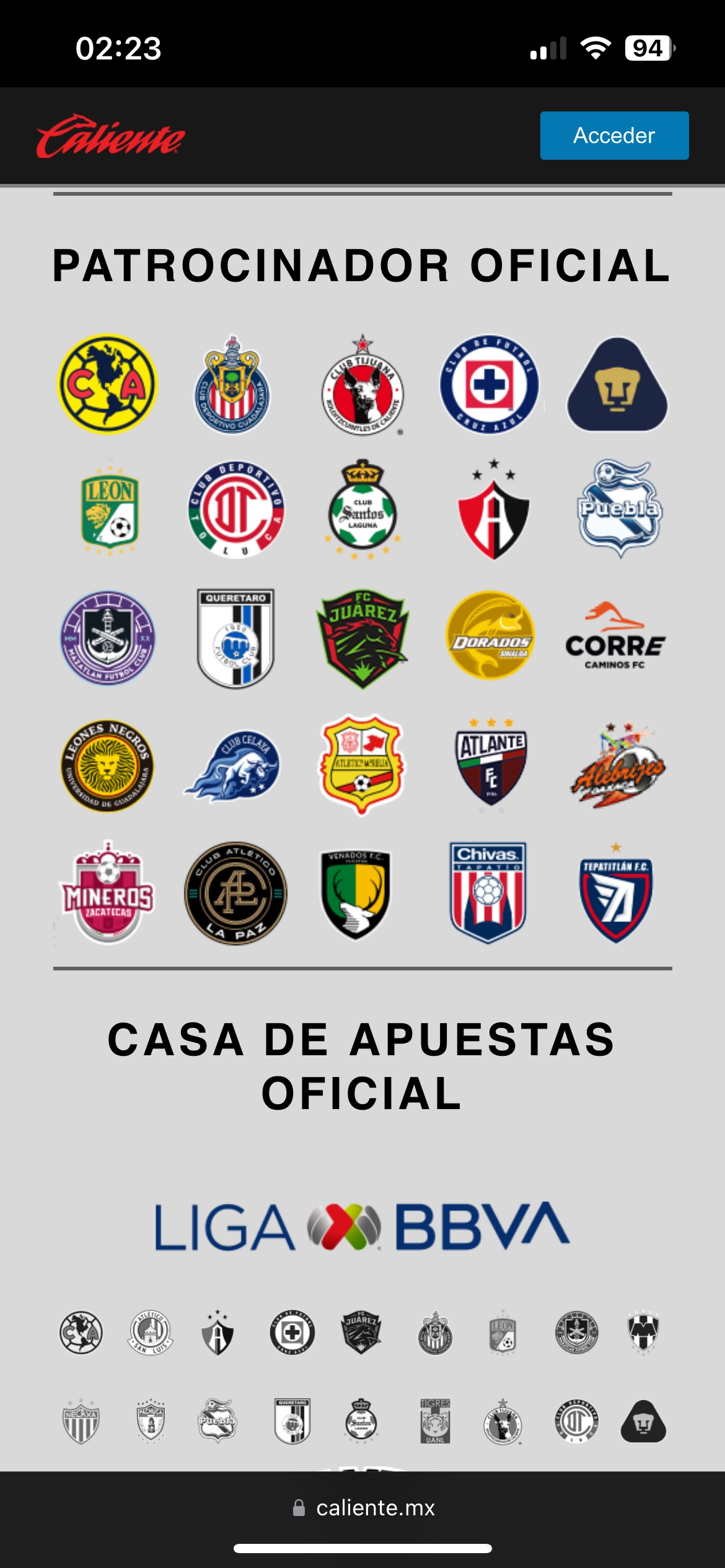 Caliente Casino sponsor